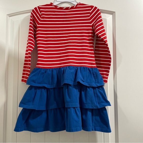 Hanna Andersson Twirl Long Sleeve Dress Girl's 8 Ruffles Red Blue White Stripes - Picture 6 of 6